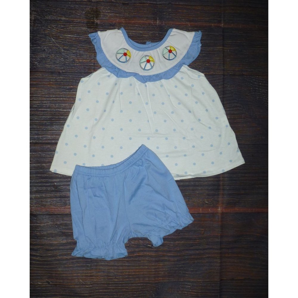 Boutique Beach Balls Girls Tunic & Ruffle Shorts Outfit